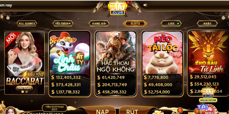 Đăng nhập xong là mở ra kho game đa dạng